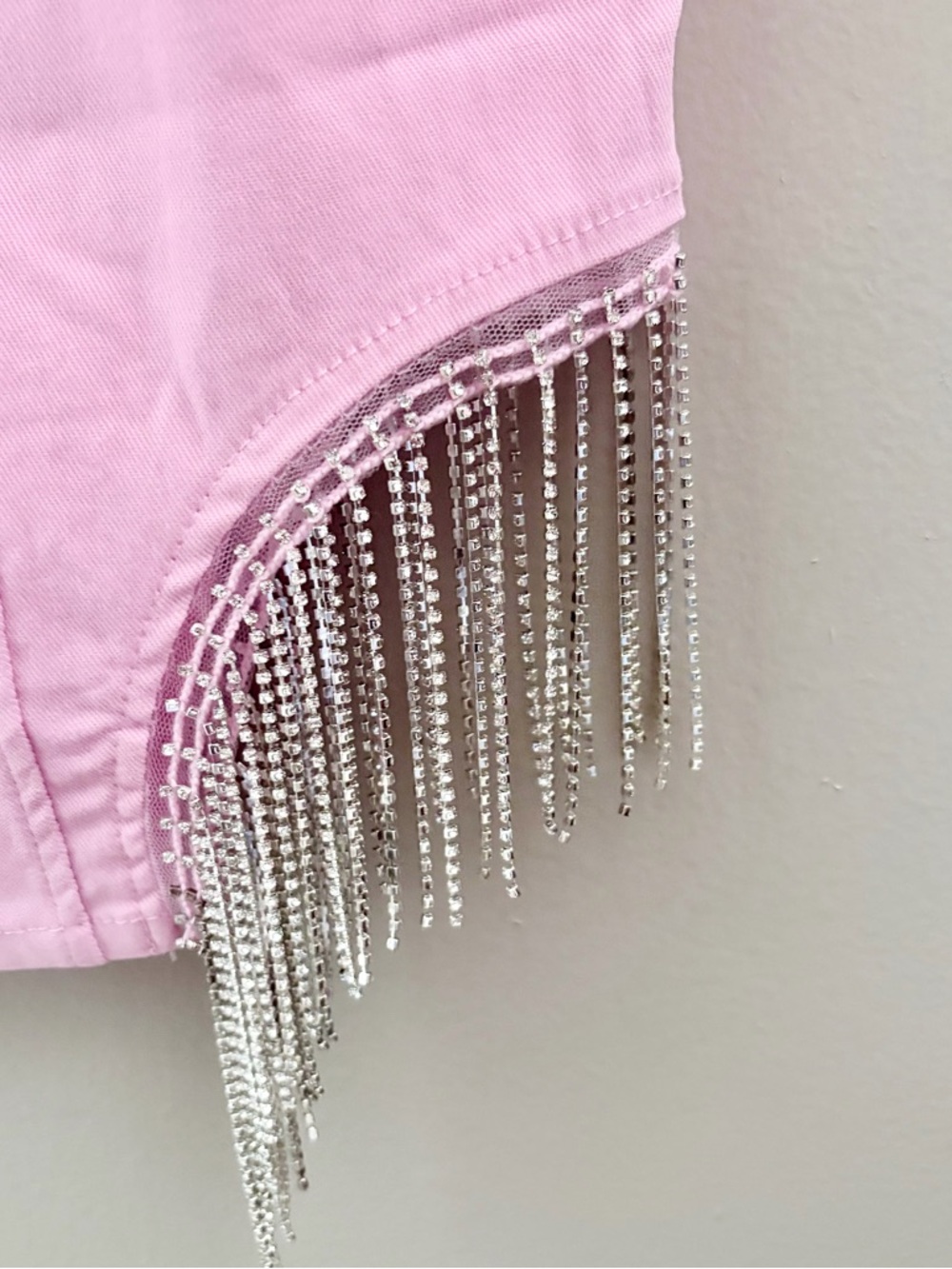 NWT Haute Monde Pink Rhinestone Fringe Bodycon Mini Dress Festival Cowgirl M - Picture 2 of 10
